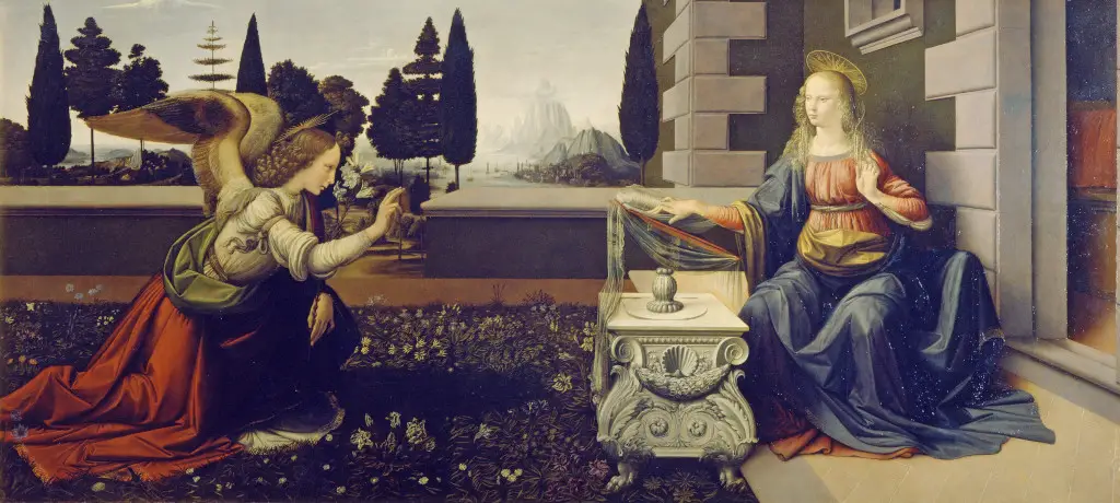 Annunciation in Detail Leonardo da Vinci